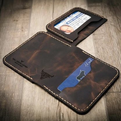 Slim full-grain leather badge wallet by Bull Sheath, view 7