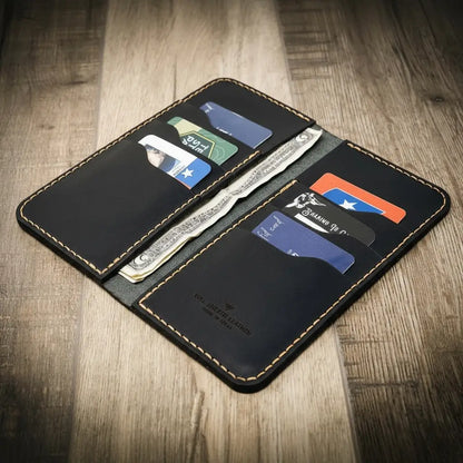 Houstonian Long Wallet in Black by Bull Sheath Leather