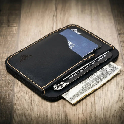 Mansfield Front-Pocket Wallet in Black by Bull Sheath Leather, view 3