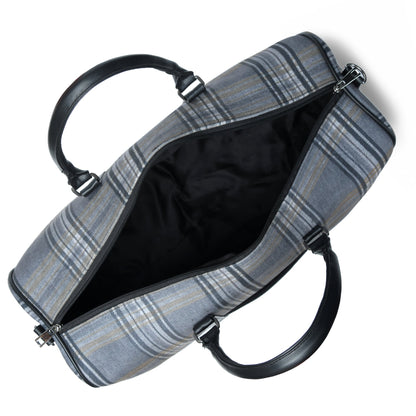 Grey Plaid Canvas Duffle by Classy Leather Bags