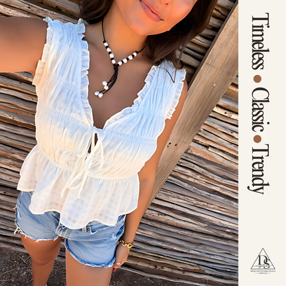 Dark brown leather lariat necklace with freshwater pearls