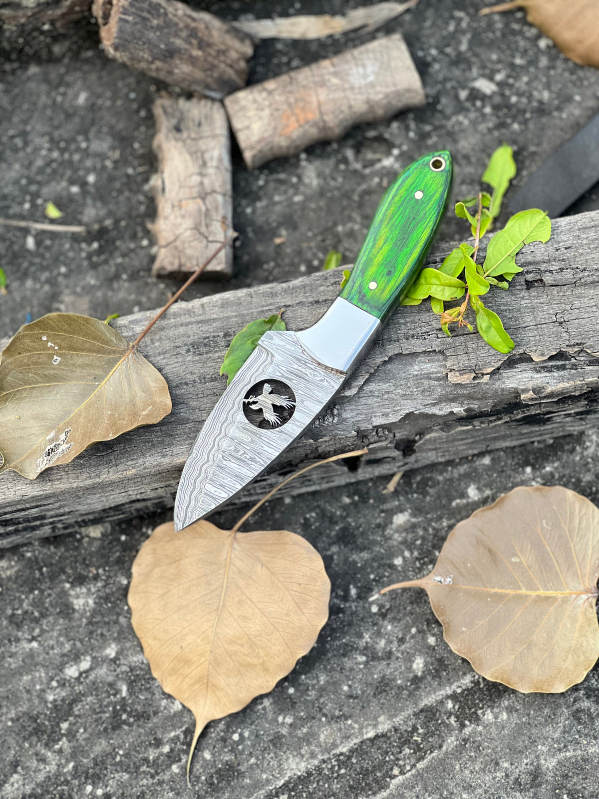 The 4-Inch Pakkawood Damascus Skinner | Texan Knives