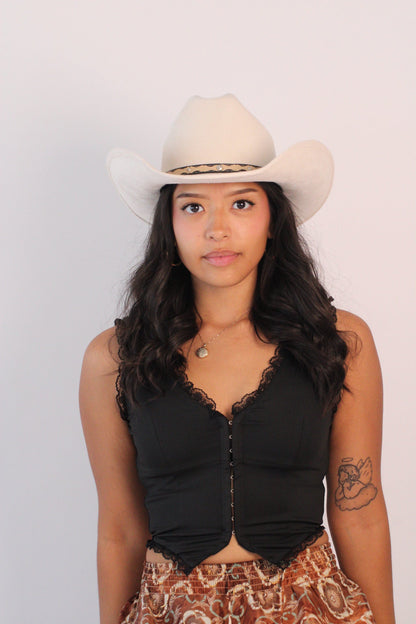 Ivory Lifted Brim Cowboy Hat by Wilder and Soul, view 3