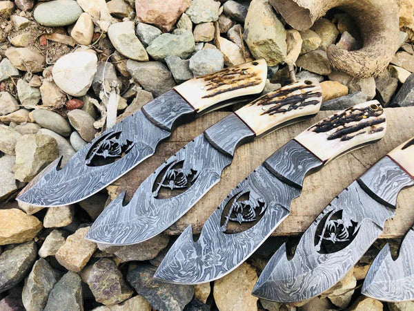 The Wire-Cut Damascus Antler Skinner | Texan Knives
