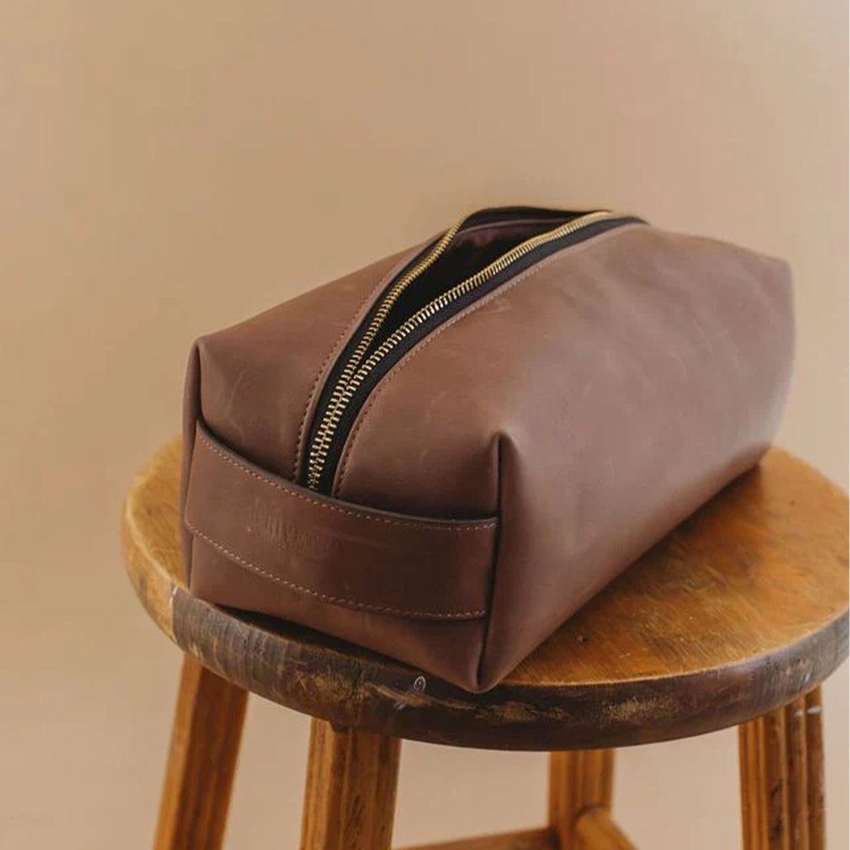 The Brown Leather Dopp Kit, view 4