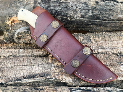 The Camel Bone Damascus Bushcraft Knife | Texan Knives