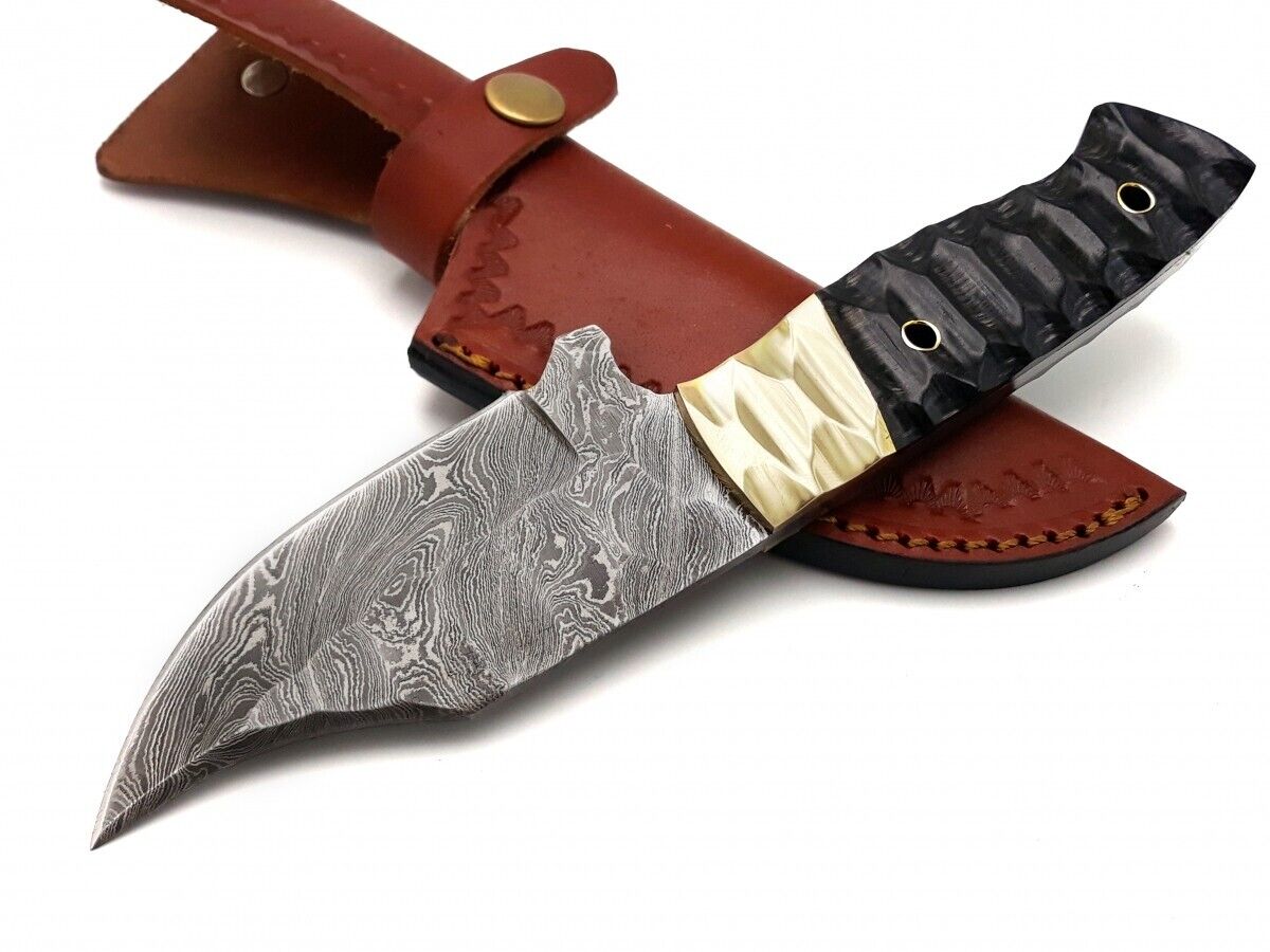 Resin and Brass Damascus Skinner, 5-Inch Blade by Texan Knives, view 2