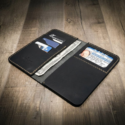 Tall full-grain leather badge long wallet by Bull Sheath, view 14