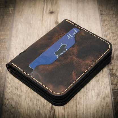 Slim full-grain leather badge wallet by Bull Sheath, view 9