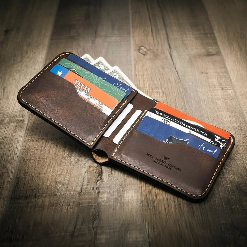 Big Bend Bifold Wallet in Walnut Brown by Bull Sheath Leather
