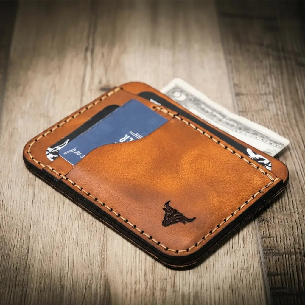 Mansfield Front-Pocket Wallet in Chestnut Brown by Bull Sheath Leather