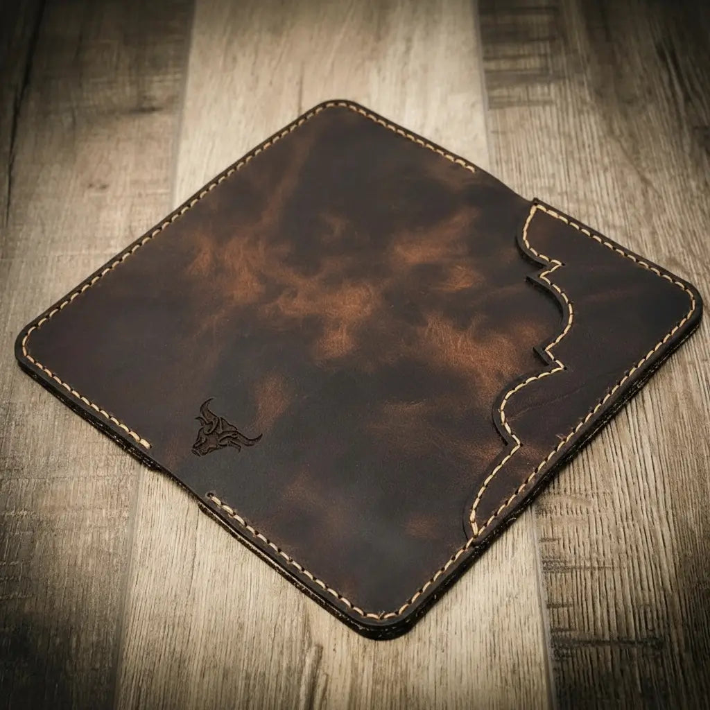 Tooled Western Long Wallet by Bull Sheath Leather, view 2