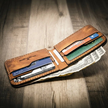 Western medallion full-grain leather bifold wallet by Bull Sheath, view 5