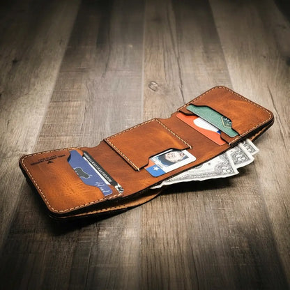 Tooled Western Trifold Wallet by Bull Sheath Leather, view 6