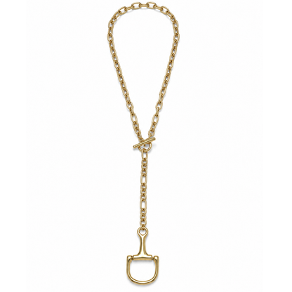 Gold equestrian toggle lariat necklace
