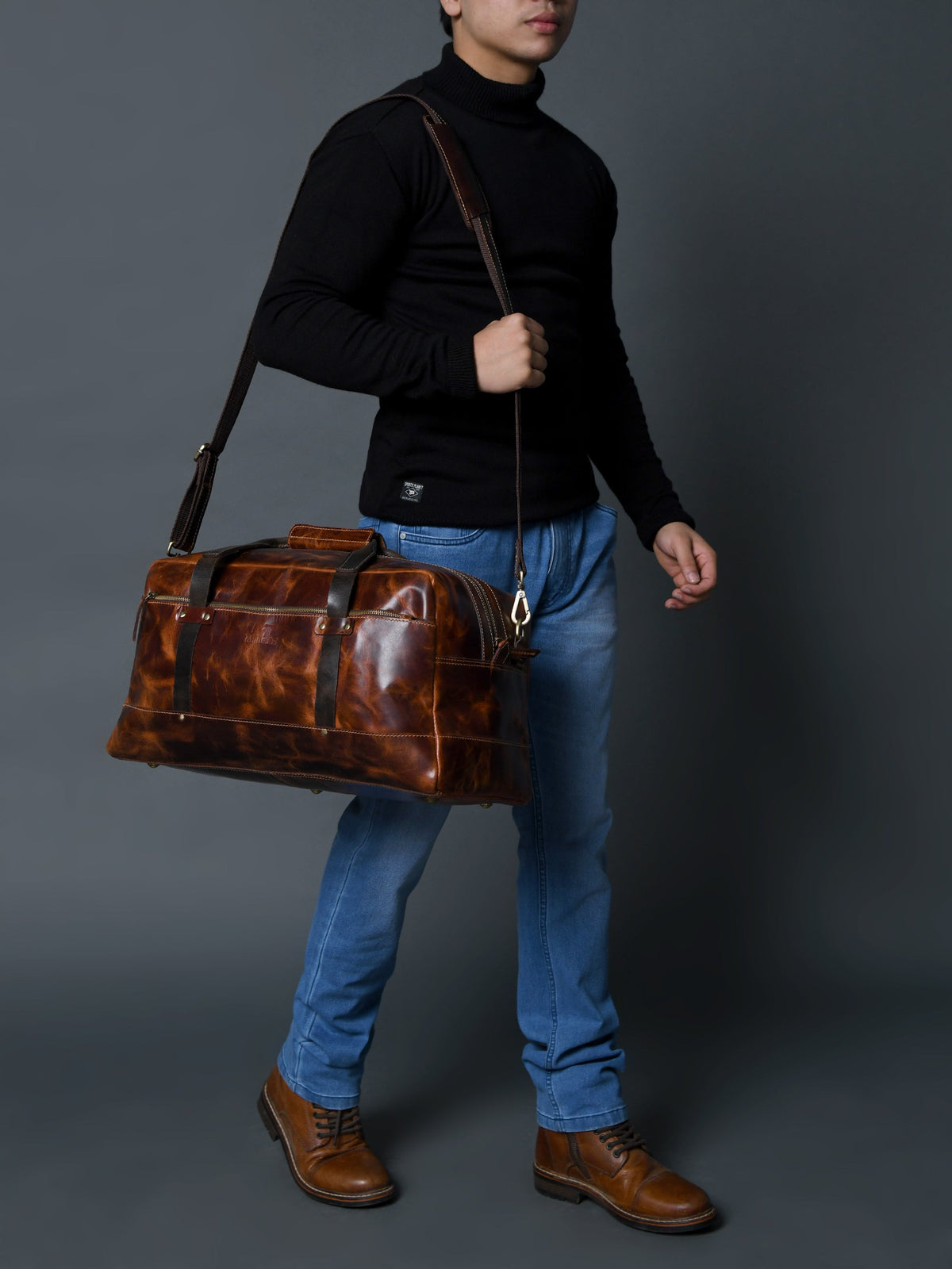 Saddle Tan Carry-On Duffle by Classy Leather Bags