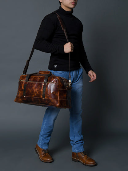 Saddle Tan Carry-On Duffle by Classy Leather Bags