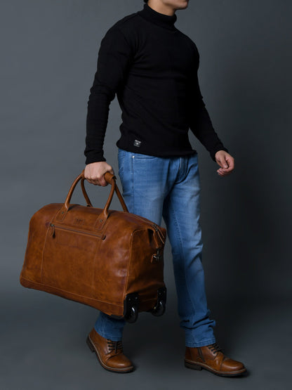 Harbor Rolling Leather Duffle by Classy Leather Bags, view 8