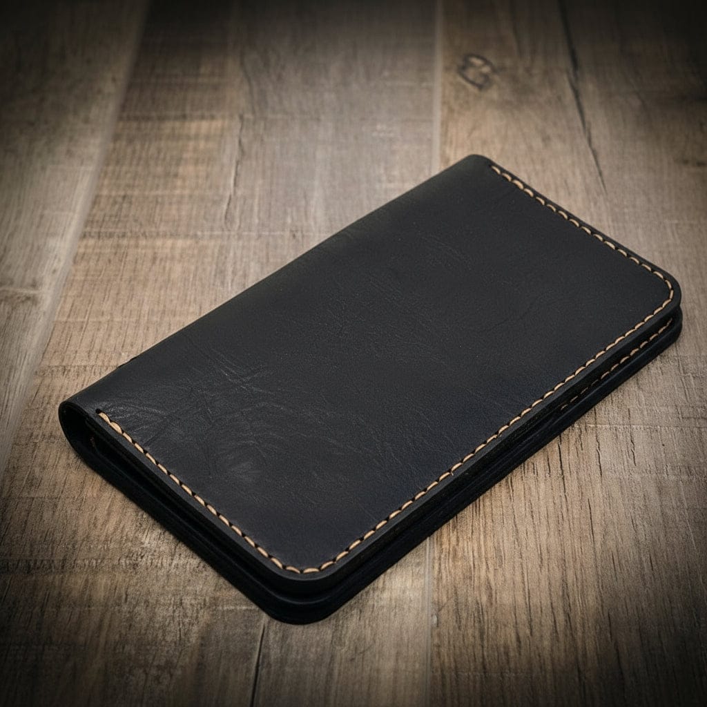 Tall full-grain leather badge long wallet by Bull Sheath, view 15