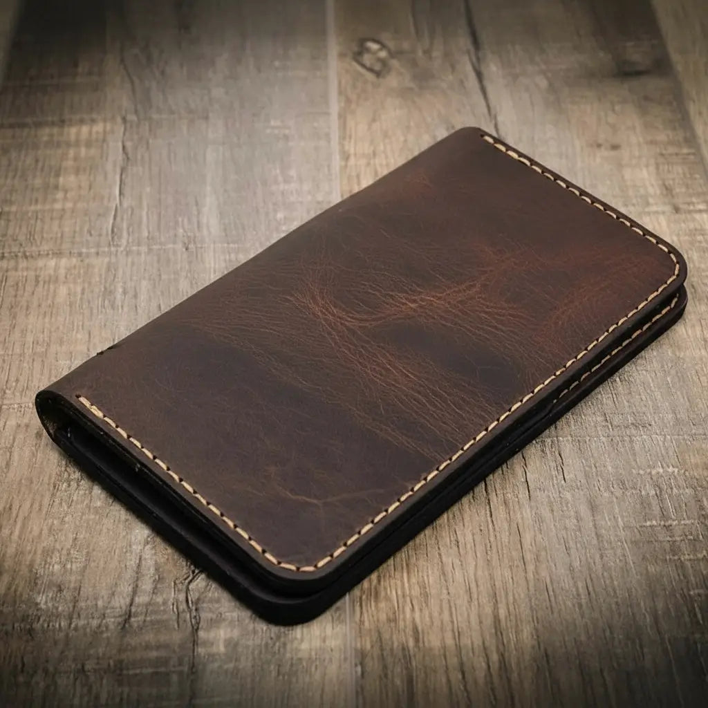 Tall full-grain leather badge long wallet by Bull Sheath, view 7