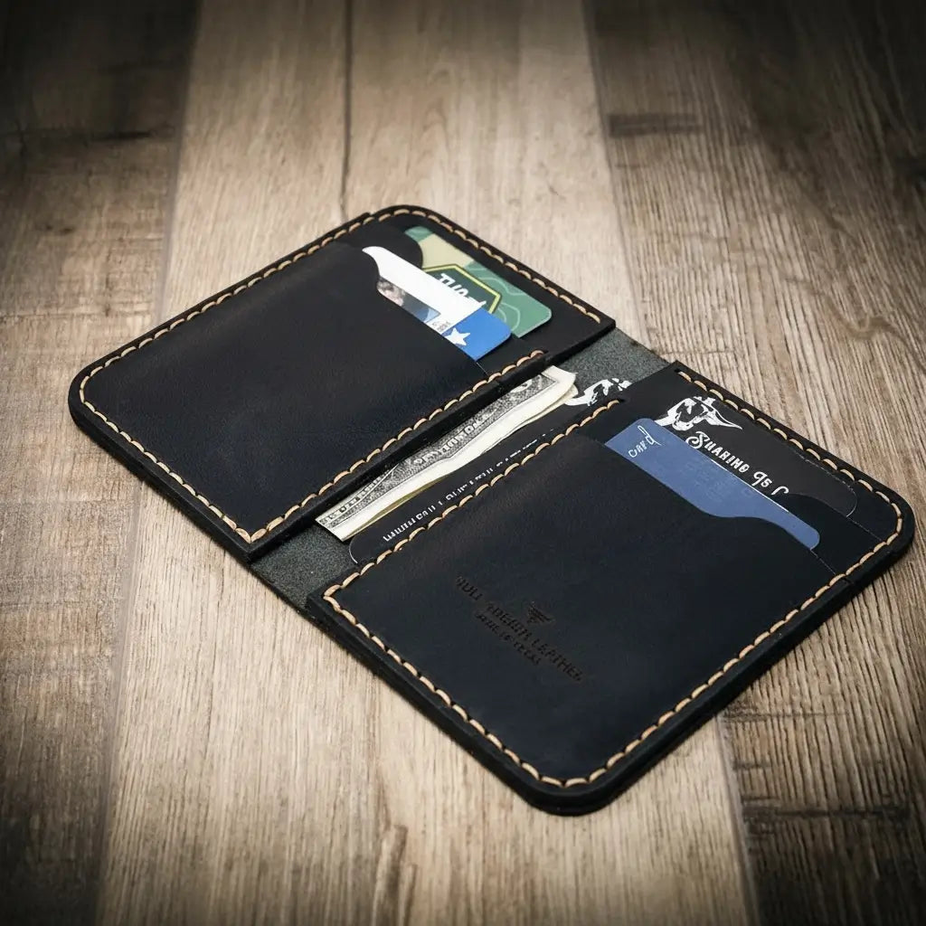 Tyler Vertical Wallet in Black by Bull Sheath Leather