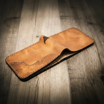 Western medallion full-grain leather bifold wallet by Bull Sheath