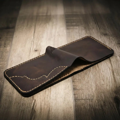 Western medallion full-grain leather bifold wallet by Bull Sheath, view 6