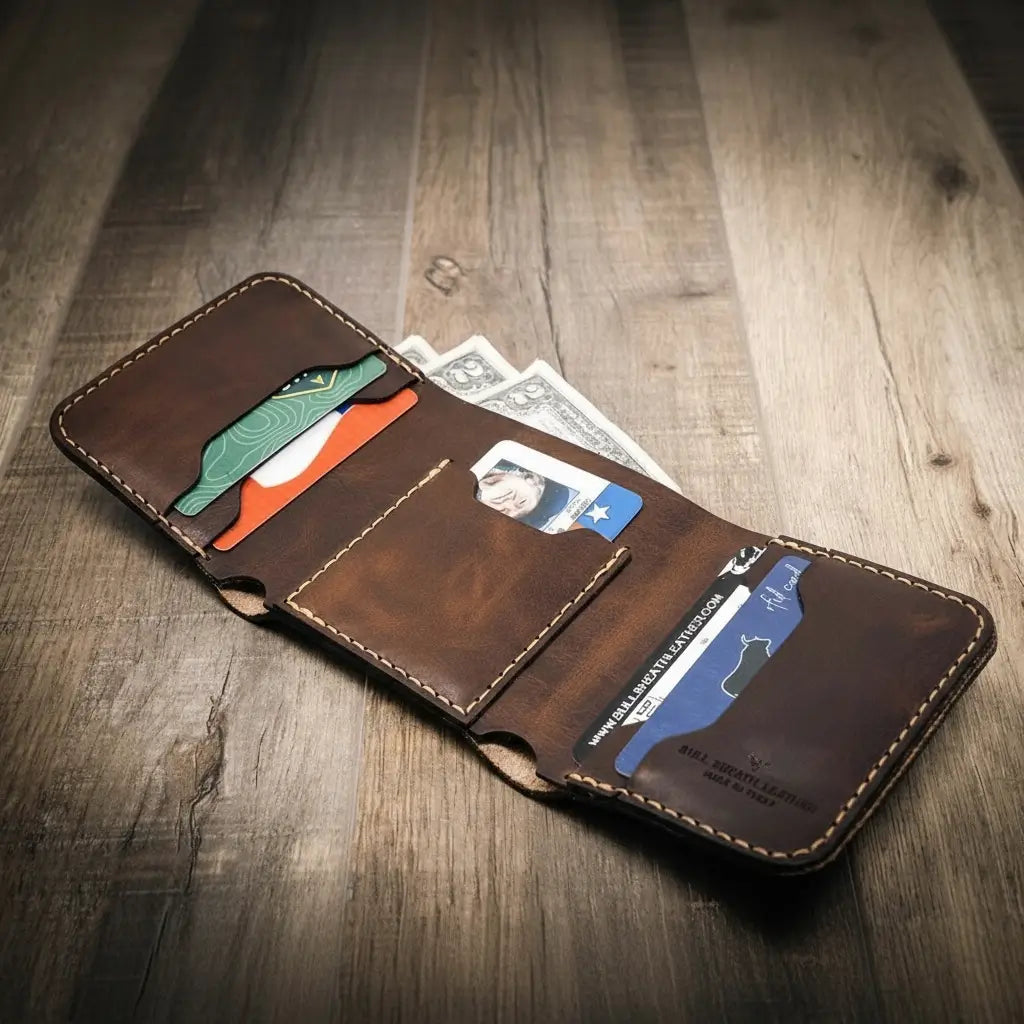 Tooled Western Trifold Wallet by Bull Sheath Leather