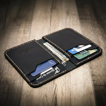 Tooled Western Vertical Wallet in Black by Bull Sheath Leather, view 3