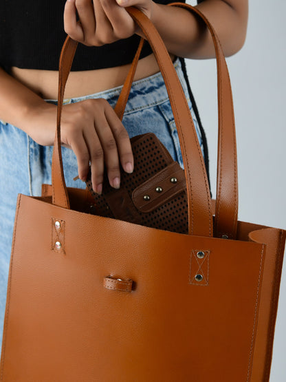 Chestnut Buffalo Leather Tote by Classy Leather Bags, view 7