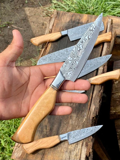 The Olivewood Damascus Chef Knife | Texan Knives