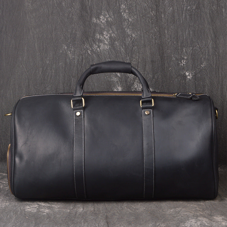 Crazy horse leather weekender bag with shoe compartment by RockCow, view 8