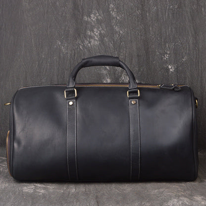 Crazy horse leather weekender bag with shoe compartment by RockCow, view 8