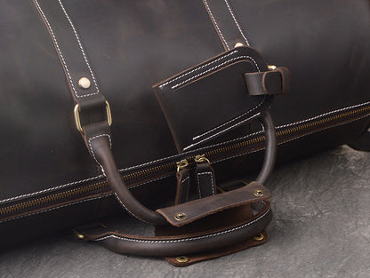 Crazy horse leather weekender bag with shoe compartment by RockCow, view 14