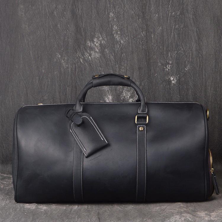 Crazy horse leather weekender bag with shoe compartment by RockCow, view 6