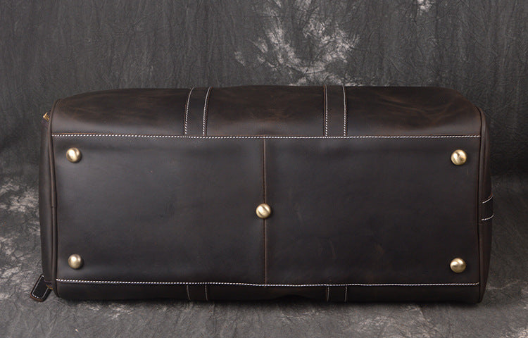 Crazy horse leather weekender bag with shoe compartment by RockCow, view 16