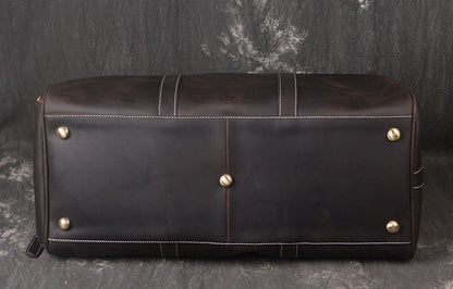 Crazy horse leather weekender bag with shoe compartment by RockCow, view 16