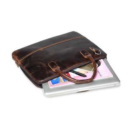 Modernist Dark Brown Laptop Bag by Classy Leather Bags, view 4