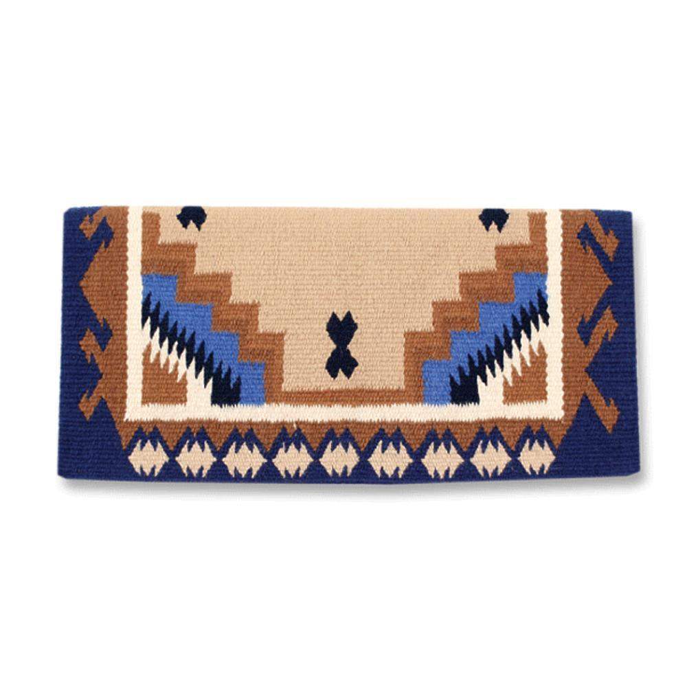 Tan, slate and navy patterned saddle blanket