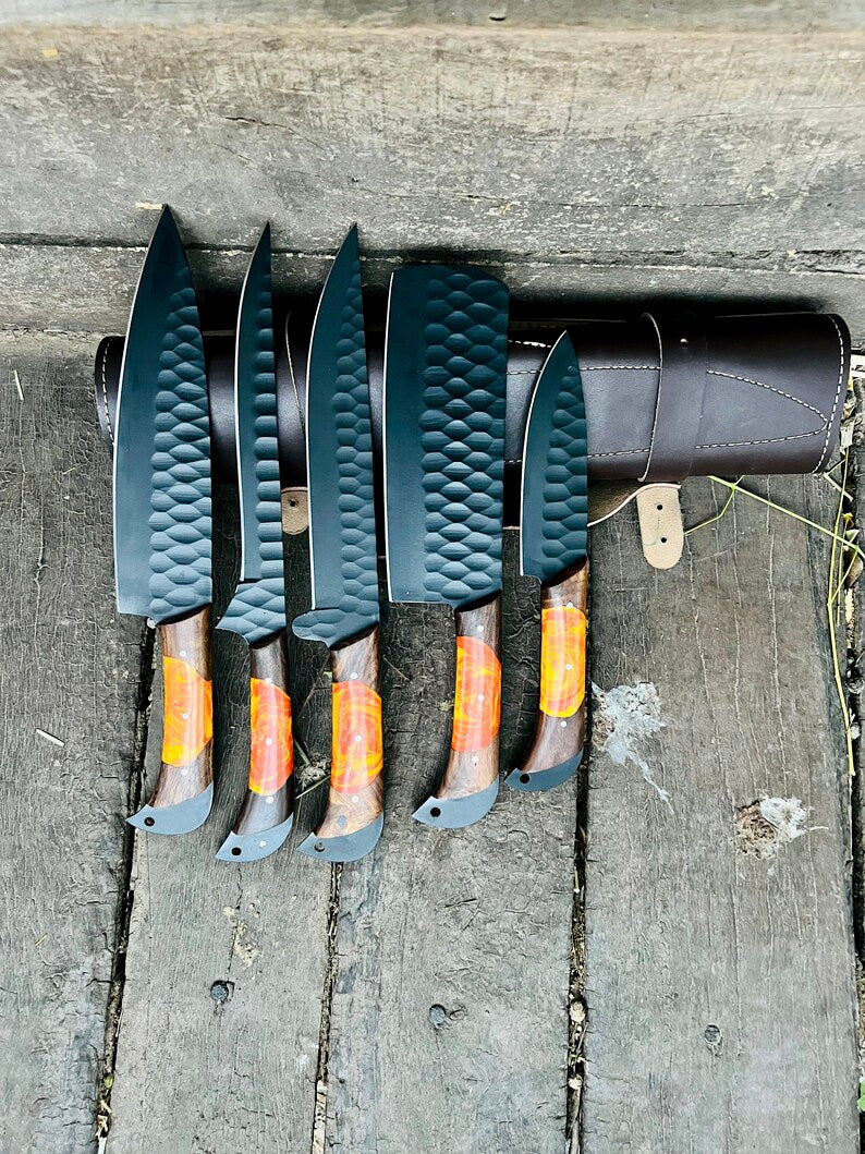 The Damascus D2 Chef Knife with Sharpener | Texan Knives