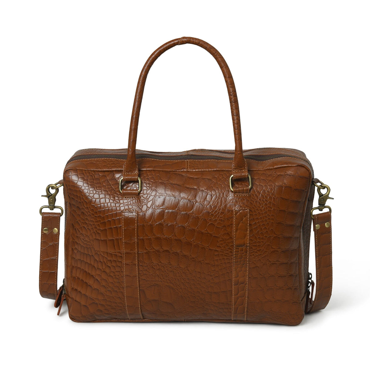 Brown Croc-Pattern Briefcase by Classy Leather Bags, view 2