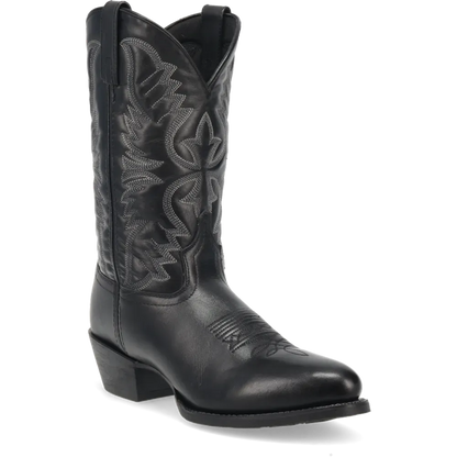 Leather men's cowboy boot with a 12-inch shaft and round toe