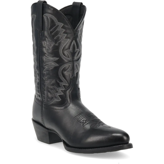 Leather men's cowboy boot with a 12-inch shaft and round toe