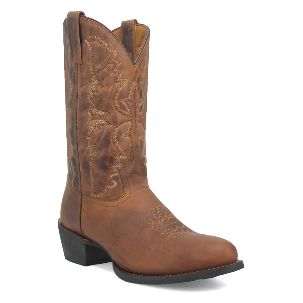 Leather men's cowboy boot with a 12-inch shaft and round toe, view 2
