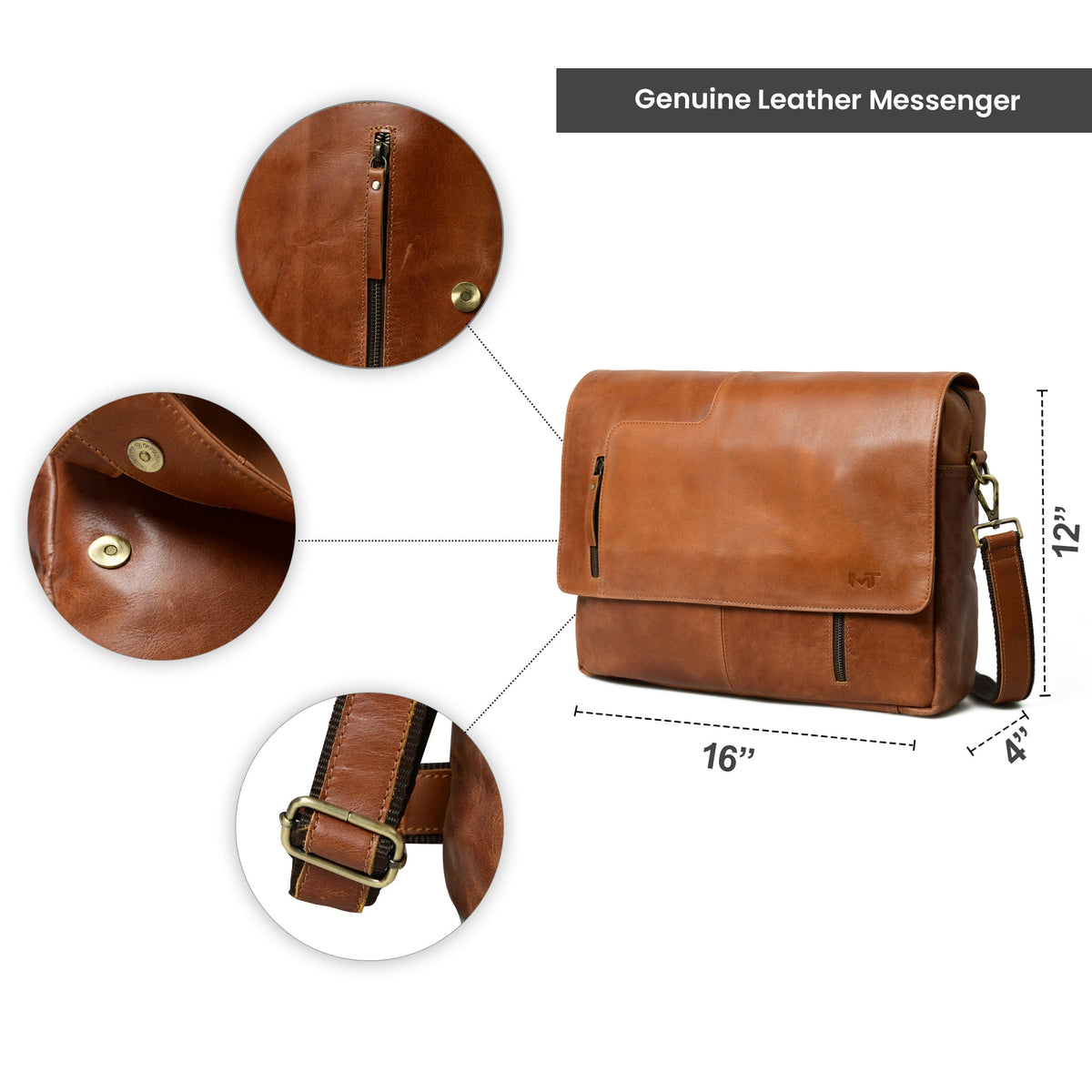 Wilson Tan Crossbody Bag by Classy Leather Bags, view 3