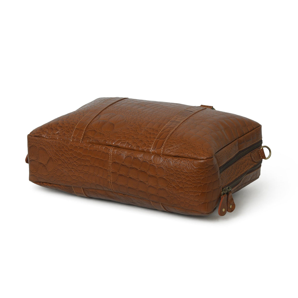 Brown Croc-Pattern Briefcase by Classy Leather Bags, view 4