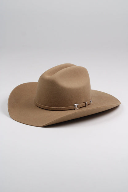 Chestnut brown merino wool cattleman cowboy hat with a curved brim