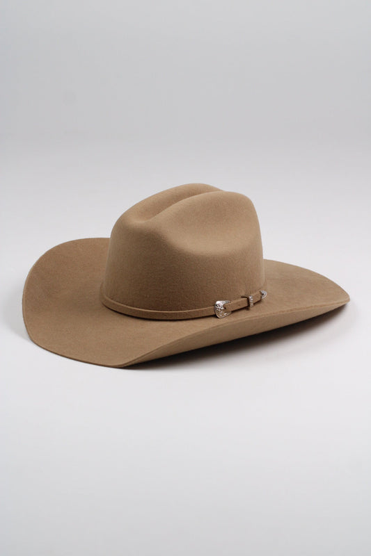 Chestnut brown merino wool cattleman cowboy hat with a curved brim