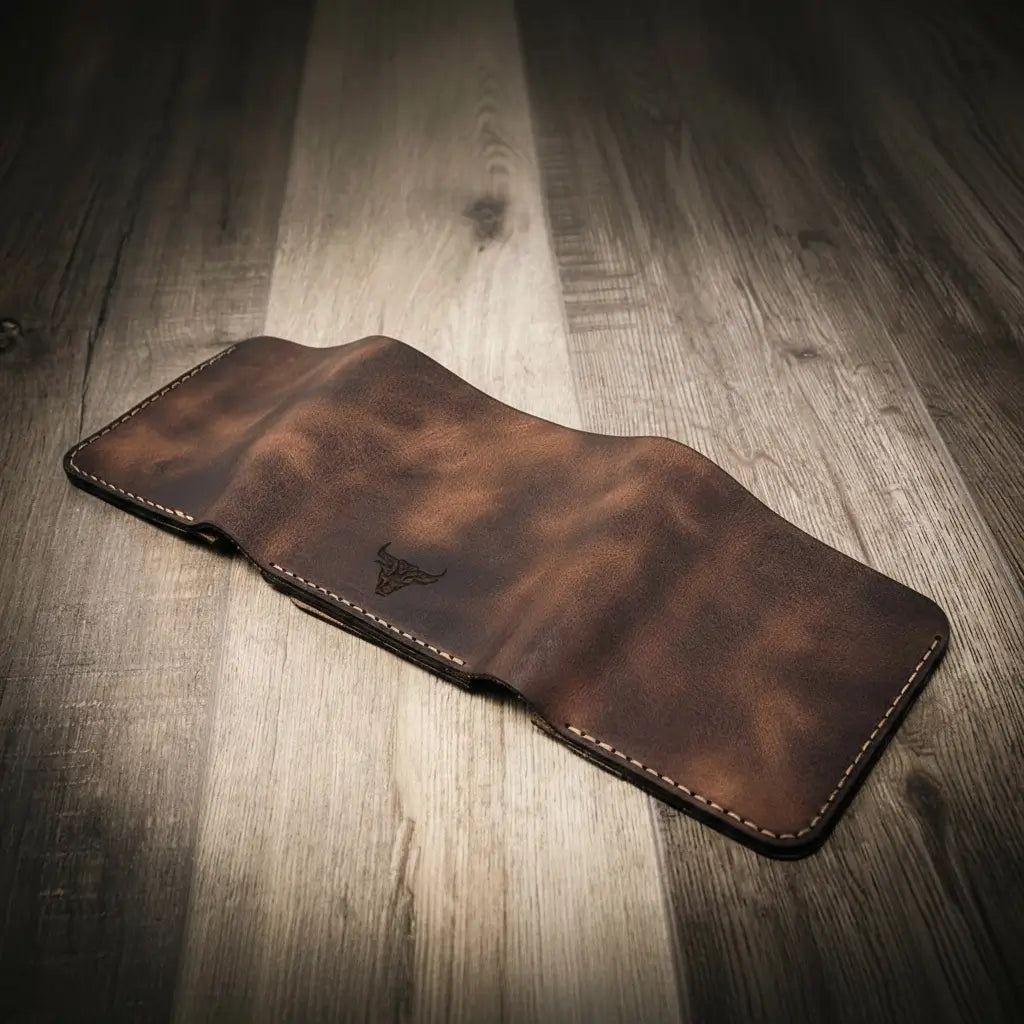 Long Shift Badge Trifold Wallet by Bull Sheath Leather, view 5