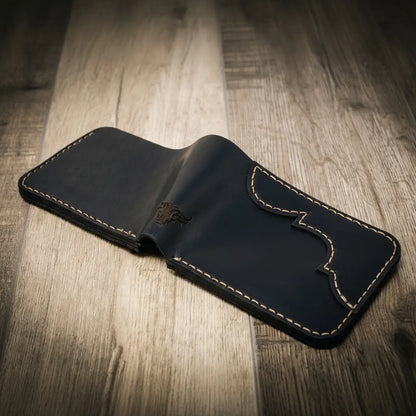 Western medallion full-grain leather bifold wallet by Bull Sheath, view 19